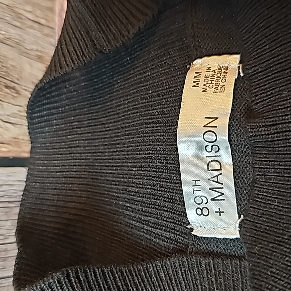 89TH + MADISON BLACK SHEER LONG SLEEVE MOCK TURTLENECK PULLOVER SWEATER - Picture 10 of 12